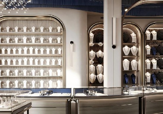 Luxury Jewelry Wall Showcase High-End Stores