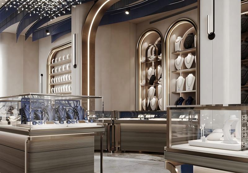 Luxury Jewelry Wall Showcase High-End Stores