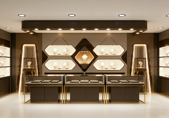 Luxury Jewelry Store Display Cabinets - High-End Commercial Showcase for Retail Boutiques