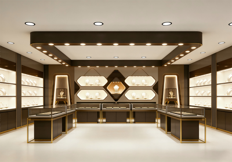 Luxury Jewelry Store Display Cabinets - High-End Commercial Showcase for Retail Boutiques