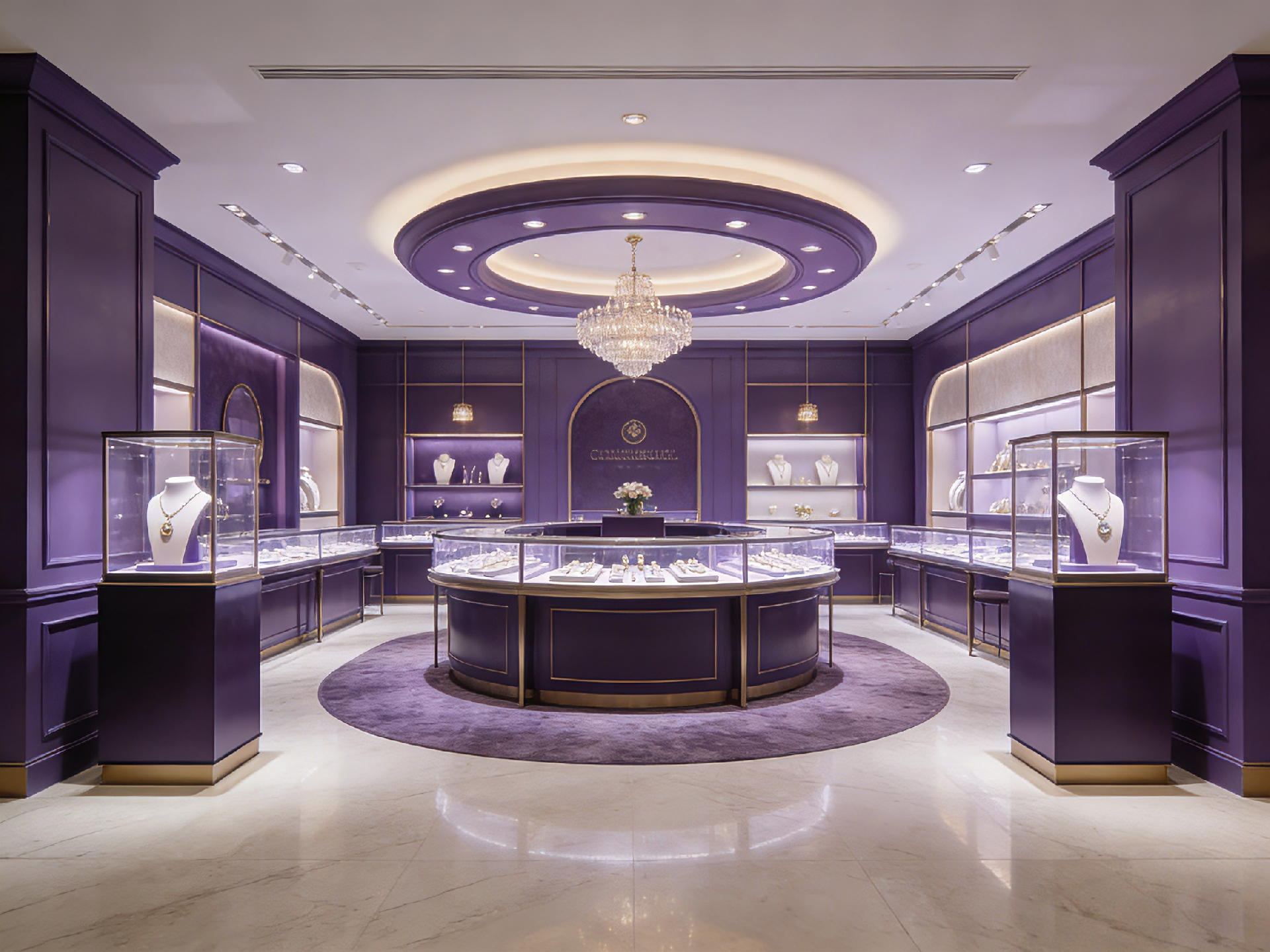 Regal Purple Luxury Jewelry Store Design