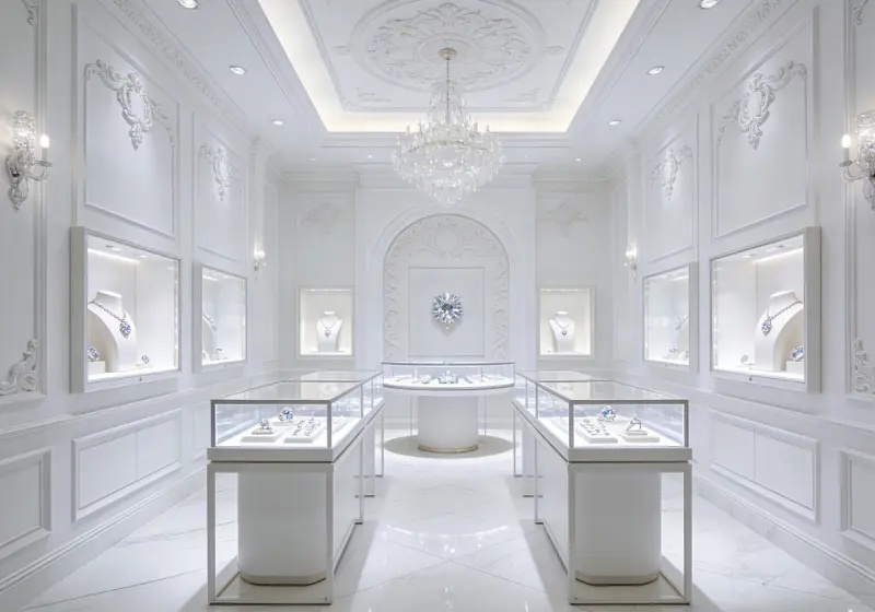 White European Luxury Jewelry Store Design