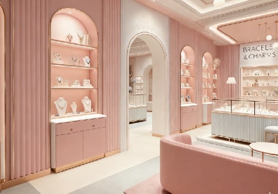 Pastel Pink & White Light Luxury Bracelet & Charms Jewelry Store