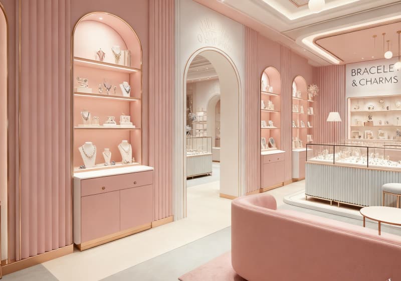 Pastel Pink & White Light Luxury Bracelet & Charms Jewelry Store