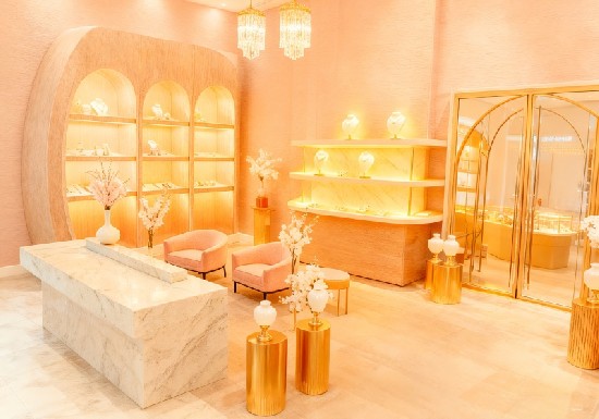 Blush Pink & Light Wood Romantic Light Luxury Jewelry Store