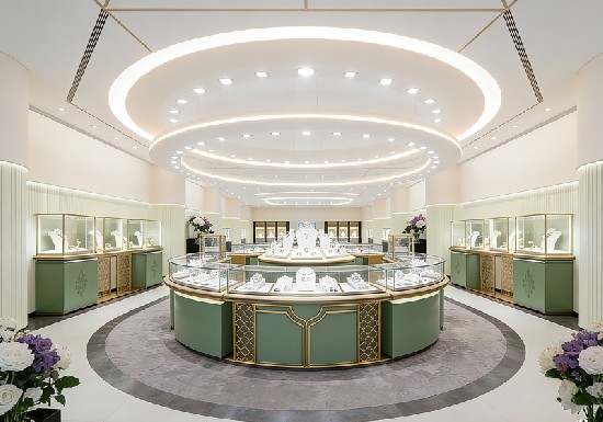 Mint Green & Cream Elegant Luxury Jewelry Store with Circular Layout