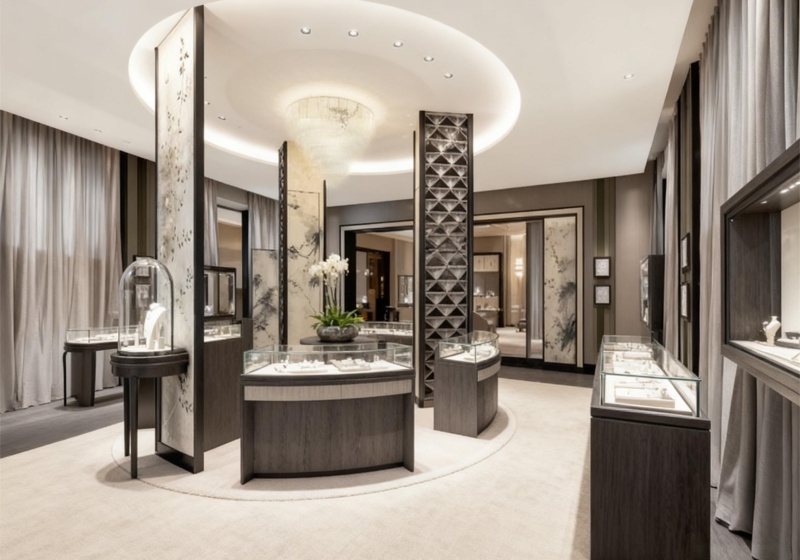 Dark Brown & Ink-Wash New Chinese Elegant Luxury Jewelry Store