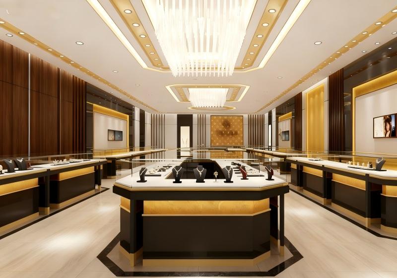 Black & Gold Classic Luxury Jewelry Store with Wood Accents