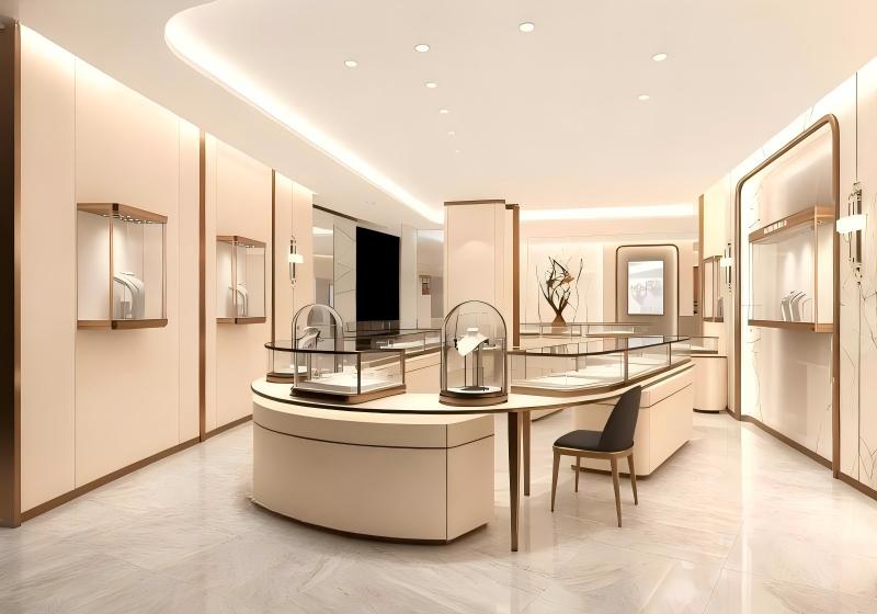 Cream & Light Gold Minimalist Elegant Light Luxury Jewelry Store