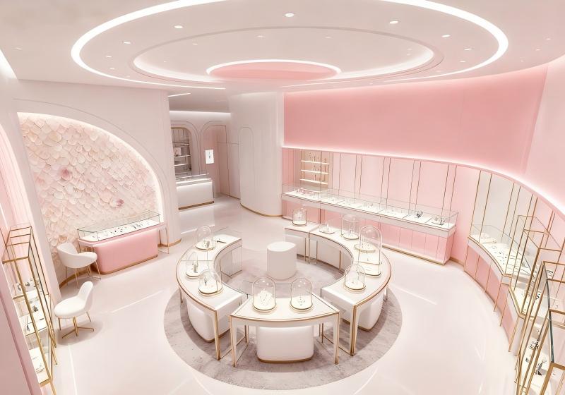 Blush Pink & Cream Dreamy Girly Light Luxury Jewelry Store