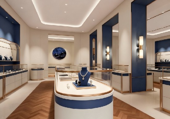 Navy Blue & Cream Elegant Light Luxury Jewelry Store