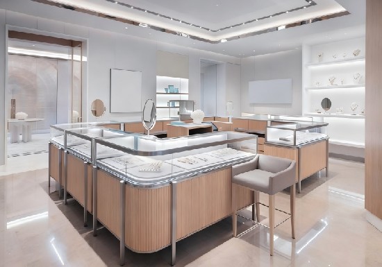 Light Oak & Silver Minimalist Modern Jewelry Store