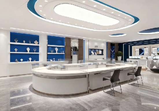 Pure White & Sky Blue Modern Light Luxury Jewelry Store