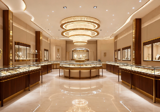 Dark Walnut & Warm Gold Opulent Elegant Jewelry Store