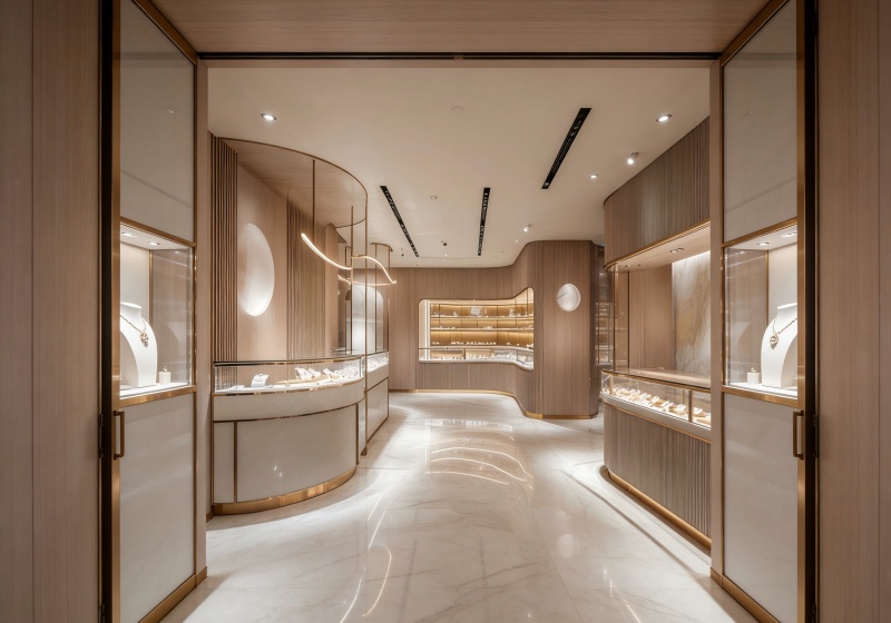 Light Oak & Rose Gold Elegant Light Luxury Jewelry Store