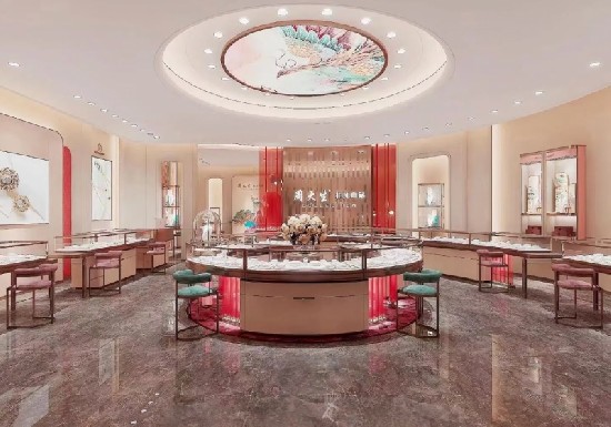 Cream & Vermilion New Chinese Light Luxury Jewelry Store