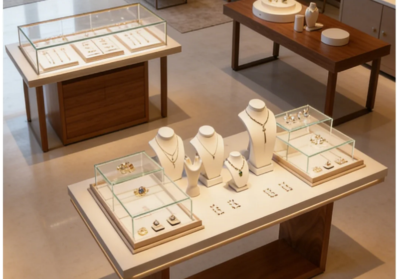 Wood & Stone Jewelry Display Table