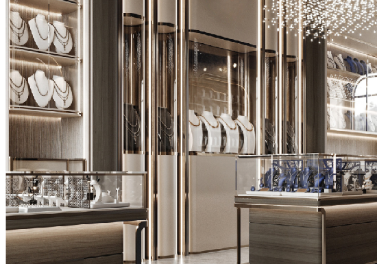 High-end jewelry boutiques and luxury retail stores