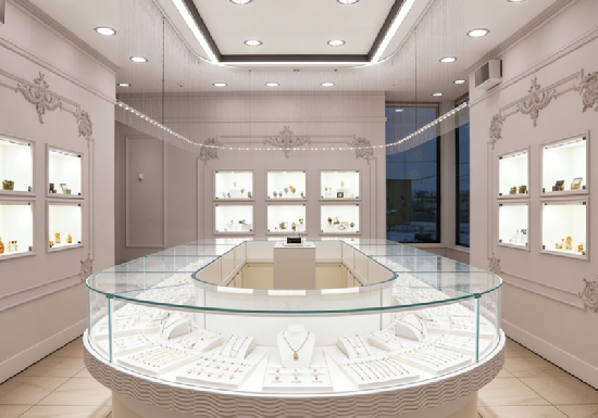 Elegant Curved Jewelry Display Cases: Timeless Luxury for Your Boutique