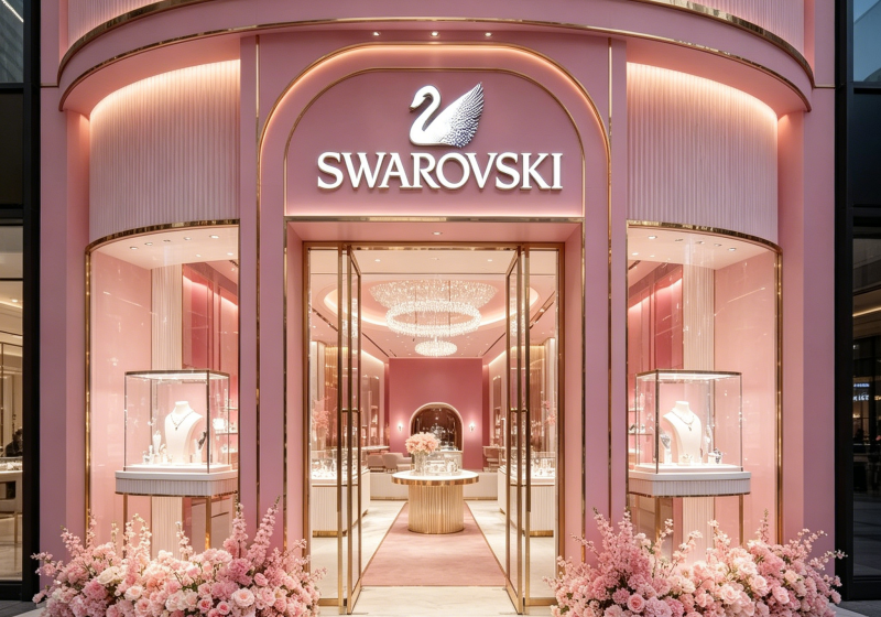 Luxury Pink & Gold Jewelry Display Cabinets