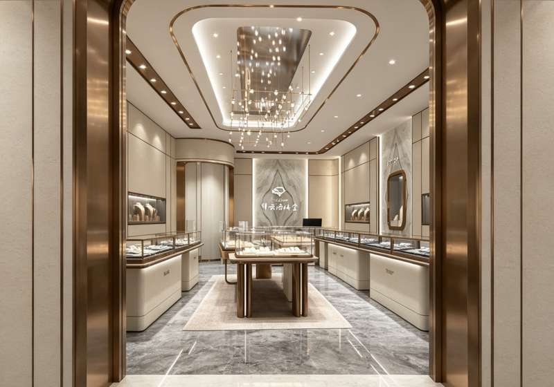 Modern Minimalist Beige & Bronze Jewelry Display Cases