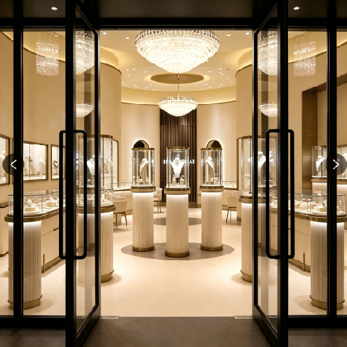 Luxury Curved Jewelry Boutique Interior Design