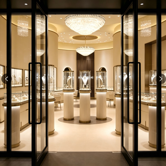 Luxury Curved Jewelry Boutique Interior Design