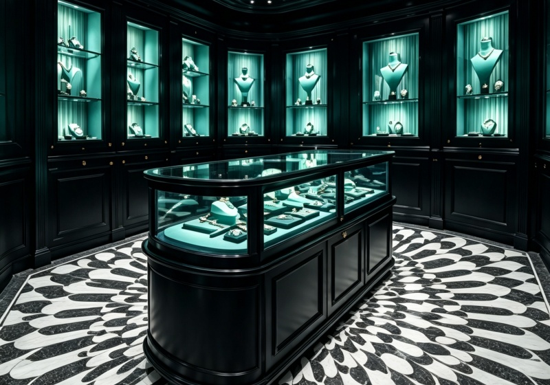 Black & Teal Jewelry Store Design