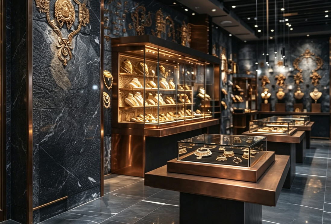 Gilded Noi Jewelry Retail Space & Display Solution