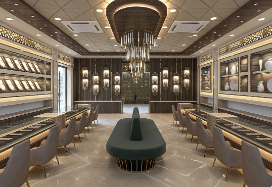 Regal Ornate Jewelry Retail Space & Display Solution