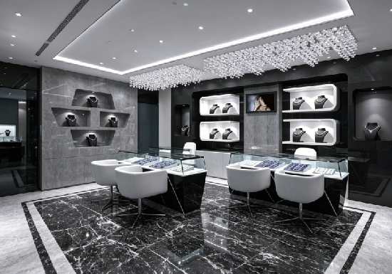 Sleek Black & White Luxury Jewelry Display Cabinets