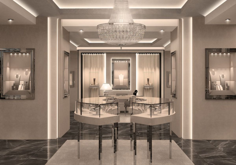 Custom Luxury Wall Jewellery Display Cabinets