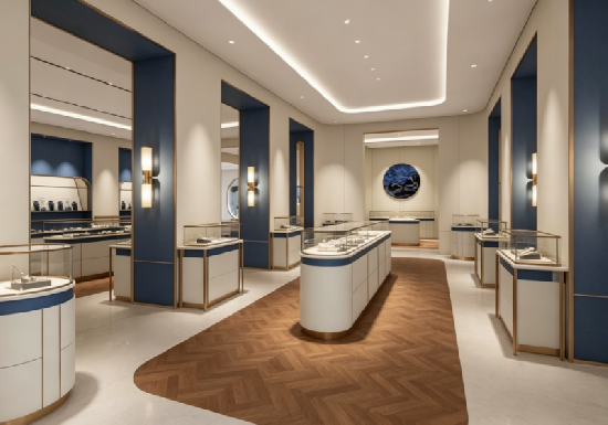 Navy Serenity  Jewelry Retail Space & Display Solution