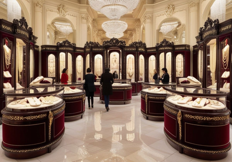 Opulent Royal-Style Jewelry Display Cases for Luxury Boutiques