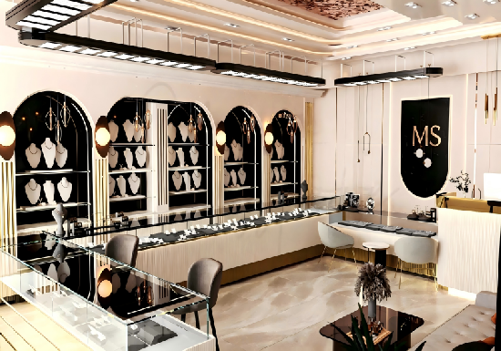 Modern Luxury Gold Jewelry Store Full Interior Solution