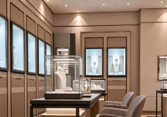 Neutral Two-Tone Wood Jewelry Boutique Modular Display System