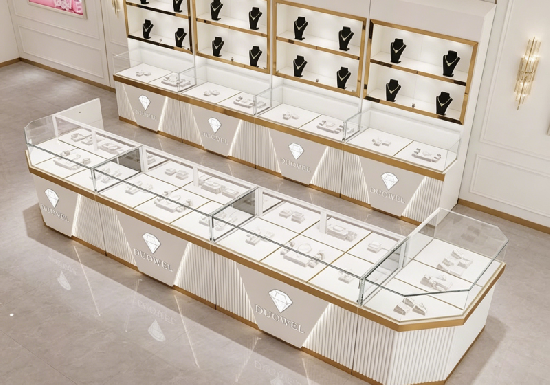 Luxury White Gold Jewelry Display Counters