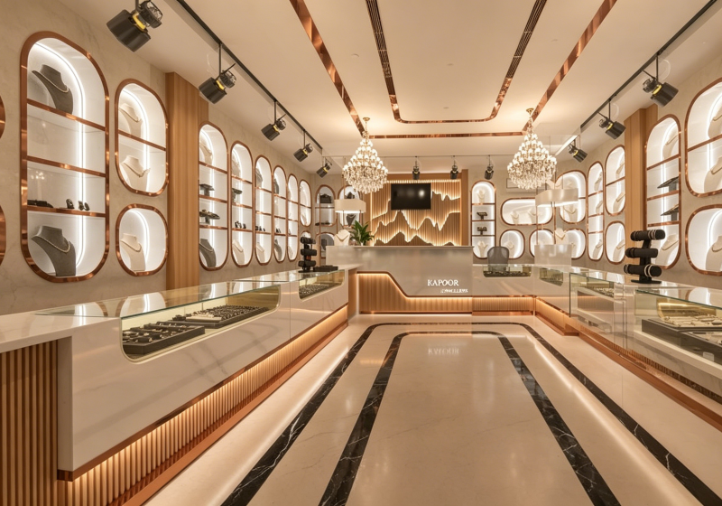 Custom Rose Gold Luxury Jewelry Display Cabinets