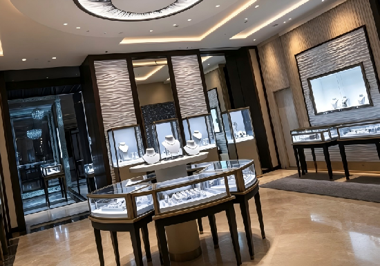 Modern Textured Panel Jewelry Boutique Complete Display Fixture Solution