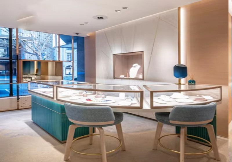 Tiffany Blue Warm Minimalist Jewelry Boutique Interior