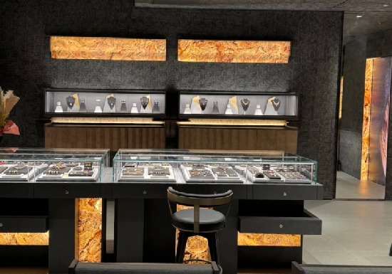 Dark Luxury Onyx Stone Jewelry Display Cabinets
