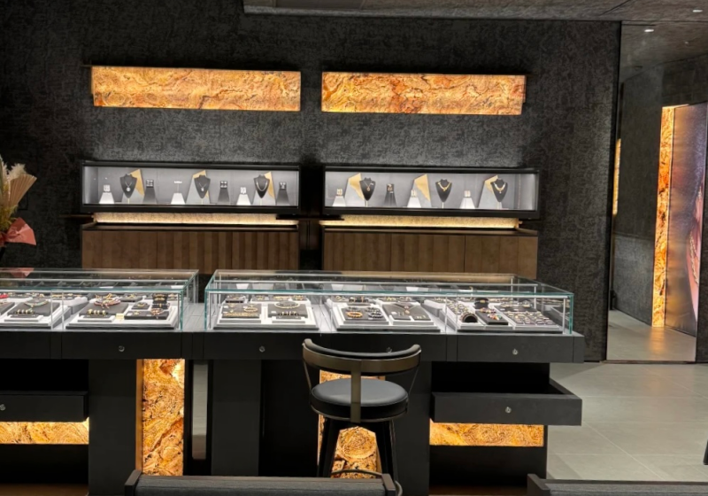 Dark Luxury Onyx Stone Jewelry Display Cabinets