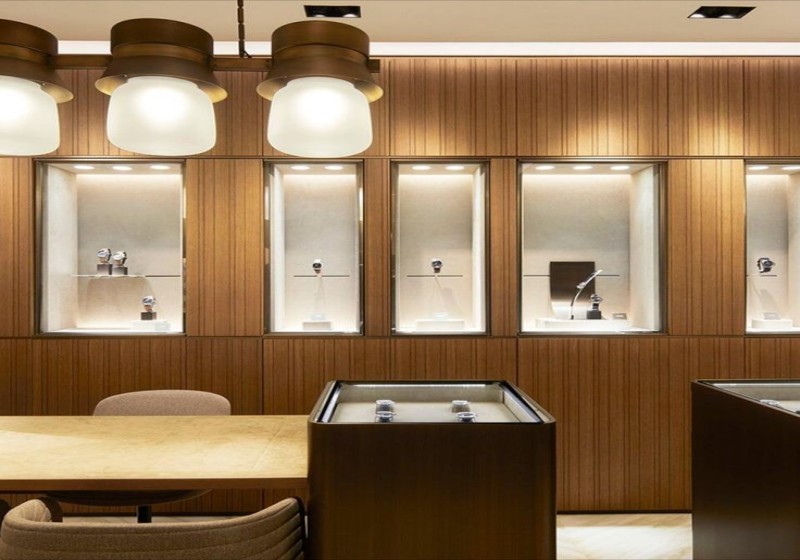 Retro Warm Wood Watch Boutique Interior