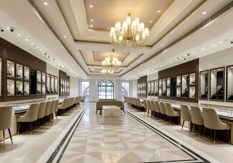 Symmetrical Grand European-Style Large Jewelry Store Complete Display Fixture System