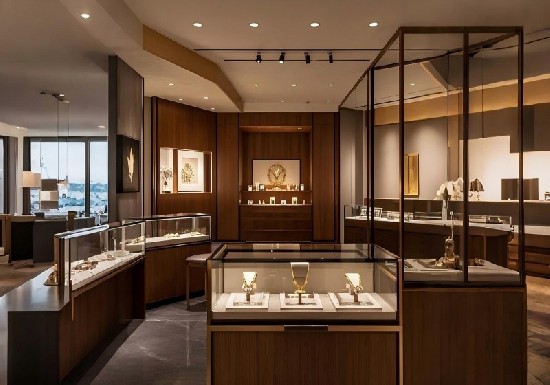 Dark Walnut Quiet Luxury Jewelry Store Display Cabinets | Custom Boutique Showcase Collection