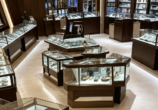 Classic Dark Wood Full-Service Jewelry Store Complete Display Fixture System