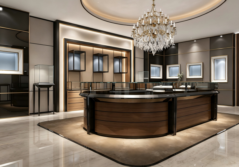 Luxury Dual-Tone Watch & Jewelry Boutique Full Store Interior Design & Custom Display Cabinets