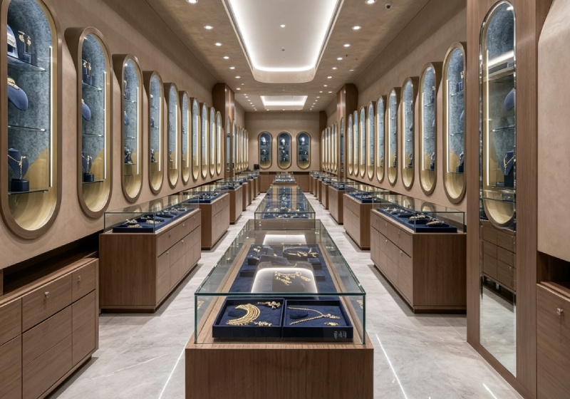 Luxury Wood Jewelry Showcase Customization