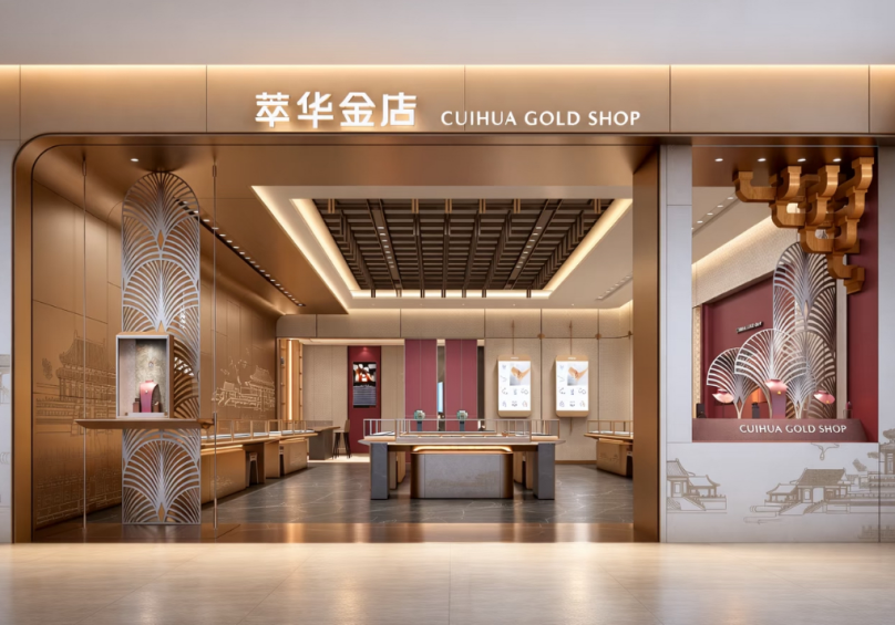 Glassic Style Gold Jewelry Shop Interior & Display Counters Custom Project