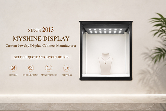 Black Jewelry Display Wall Case With Adjustable Electronic Lock